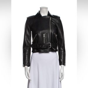 All Saints Premium Black Leather Biker Jacket XS 34 UK 6 US 2 Zara COS